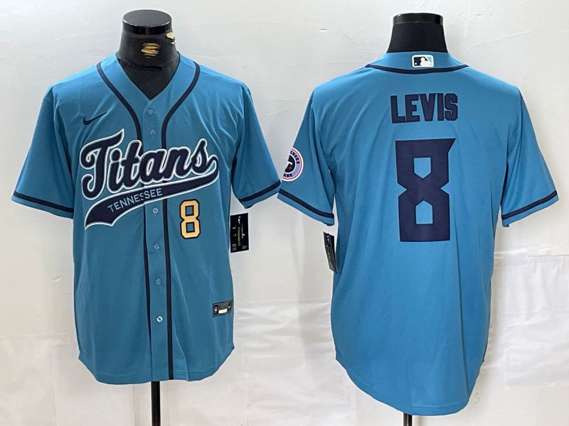 Men Tennessee Titans #8 Levis Blue Joint Name 2024 Nike Limited NFL Jersey style 2